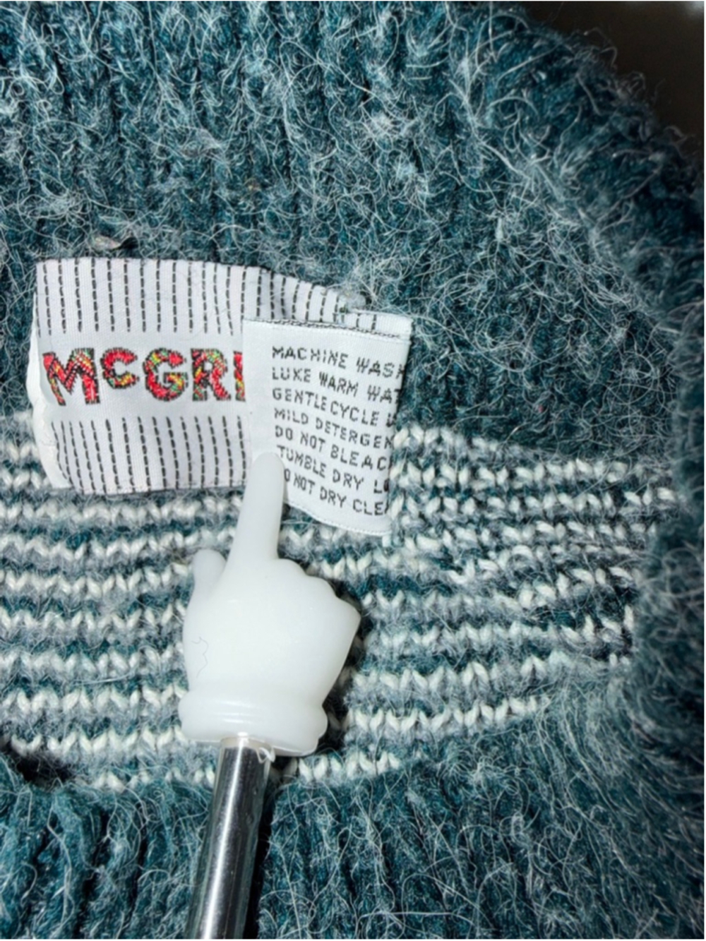 XL McGregor Sweater Geometric Fuzzy Halo Hairy Knit Grunge Grandpa 90s Vintage - Picture 4 of 8